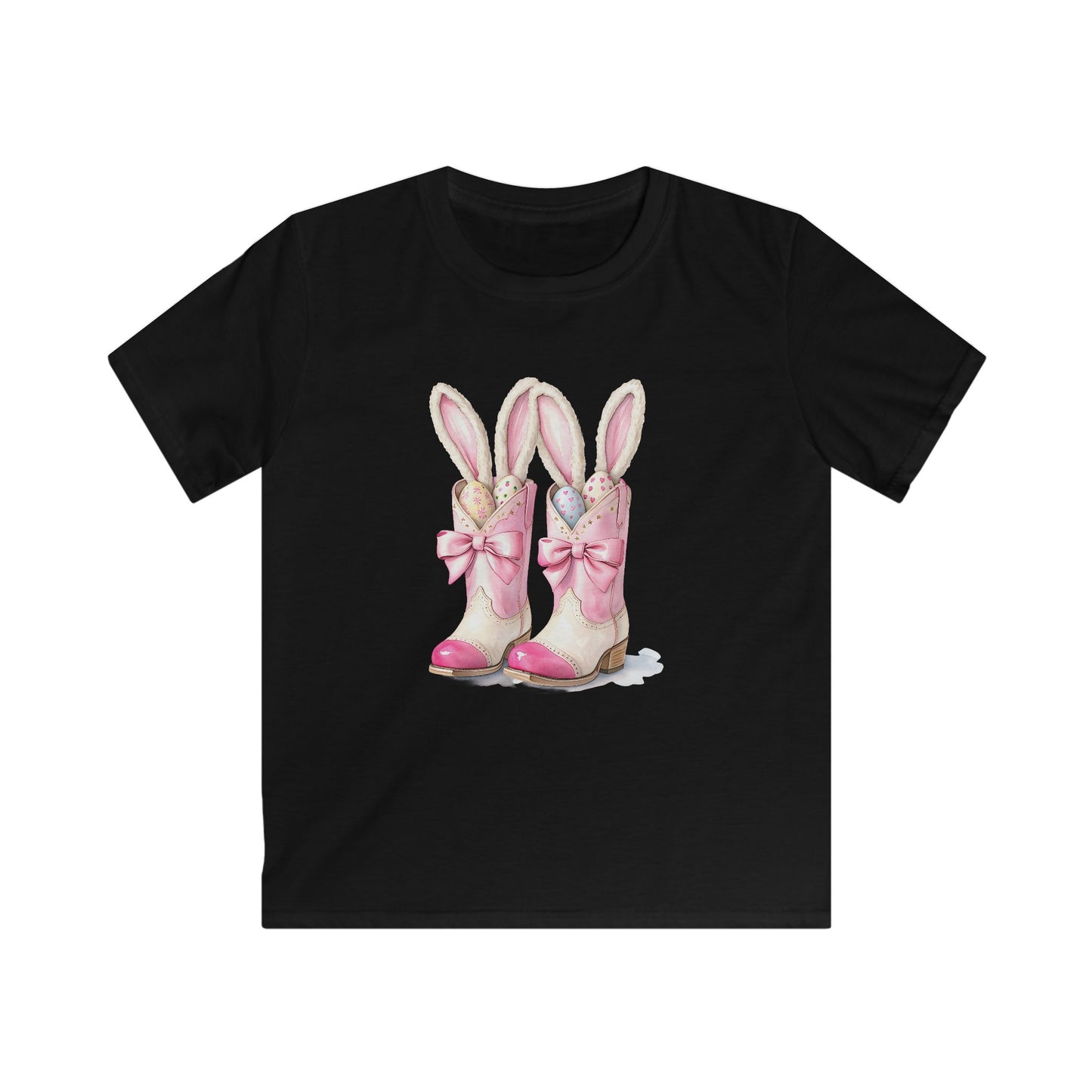 Kids Tee — Cute Pink Bunny Boots Graphic | Easter Spring Gift for Girls