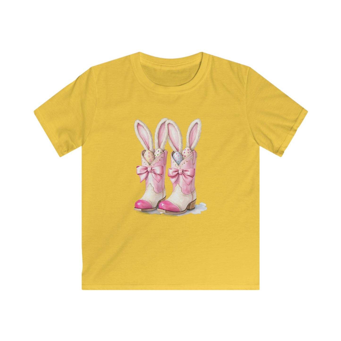 Kids Tee — Cute Pink Bunny Boots Graphic | Easter Spring Gift for Girls