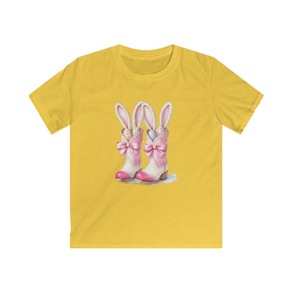 Kids Tee — Cute Pink Bunny Boots Graphic | Easter Spring Gift for Girls