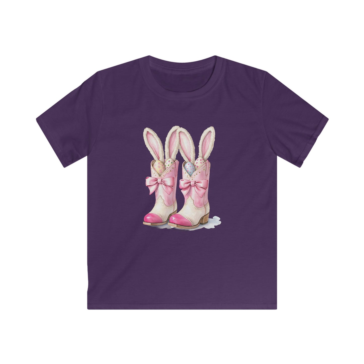 Kids Tee — Cute Pink Bunny Boots Graphic | Easter Spring Gift for Girls