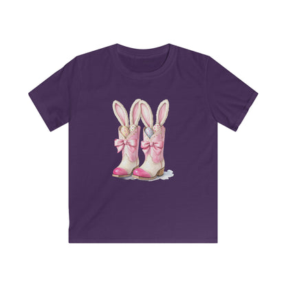 Kids Tee — Cute Pink Bunny Boots Graphic | Easter Spring Gift for Girls