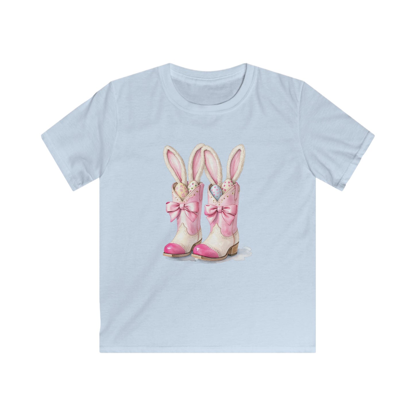 Kids Tee — Cute Pink Bunny Boots Graphic | Easter Spring Gift for Girls