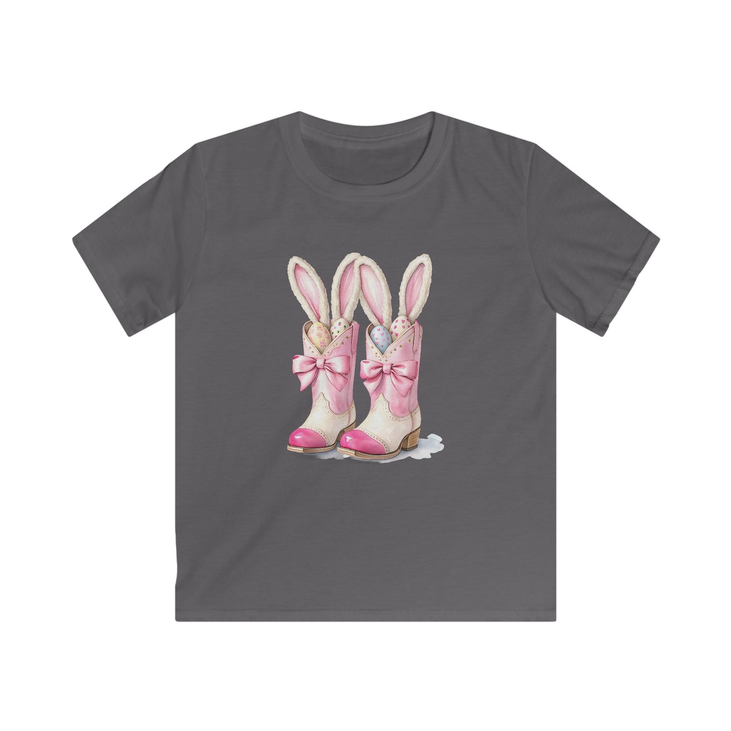 Kids Tee — Cute Pink Bunny Boots Graphic | Easter Spring Gift for Girls