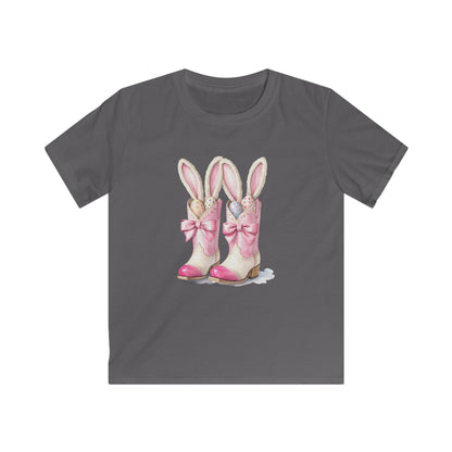 Kids Tee — Cute Pink Bunny Boots Graphic | Easter Spring Gift for Girls