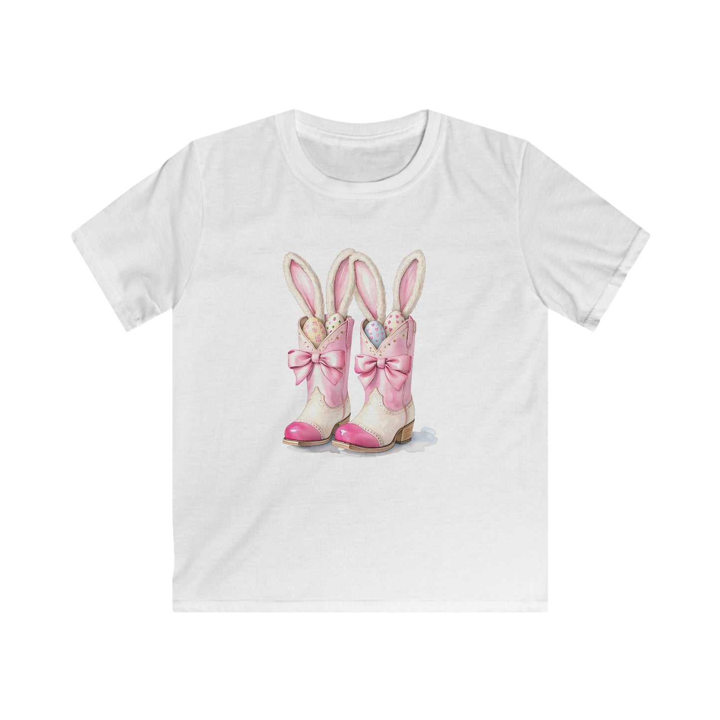 Kids Tee — Cute Pink Bunny Boots Graphic | Easter Spring Gift for Girls