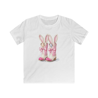 Kids Tee — Cute Pink Bunny Boots Graphic | Easter Spring Gift for Girls