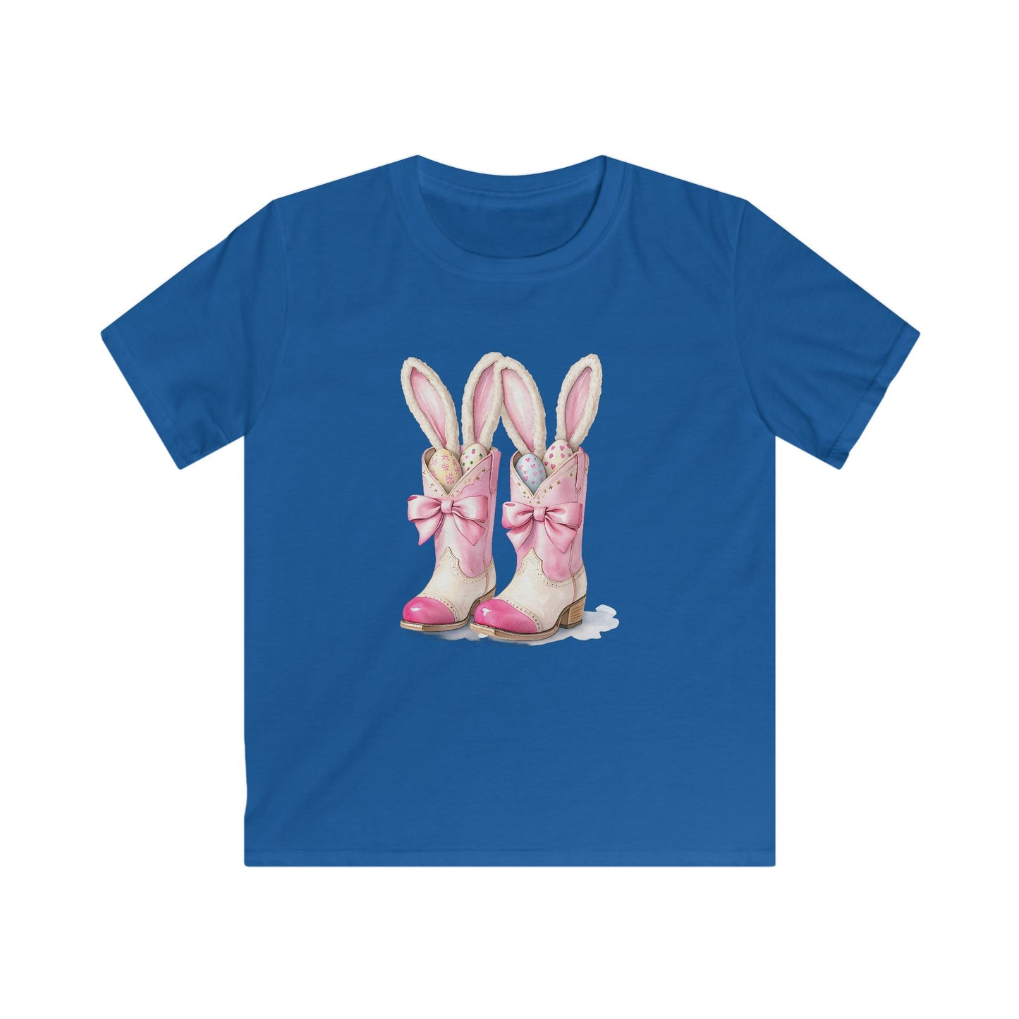 Kids Tee — Cute Pink Bunny Boots Graphic | Easter Spring Gift for Girls