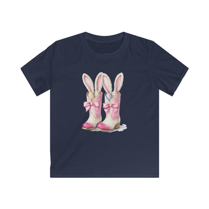 Kids Tee — Cute Pink Bunny Boots Graphic | Easter Spring Gift for Girls