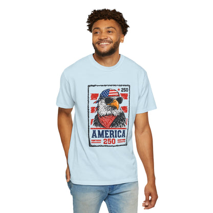 America 250 Eagle T-Shirt — Patriotic USA Flag Stamp Design