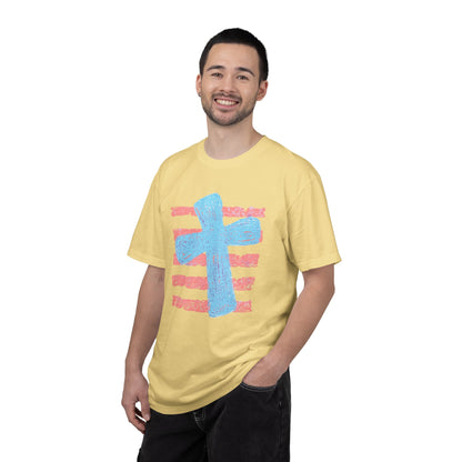 Cross & Stripes T-Shirt — Retro Coastal Church Graphic Tee