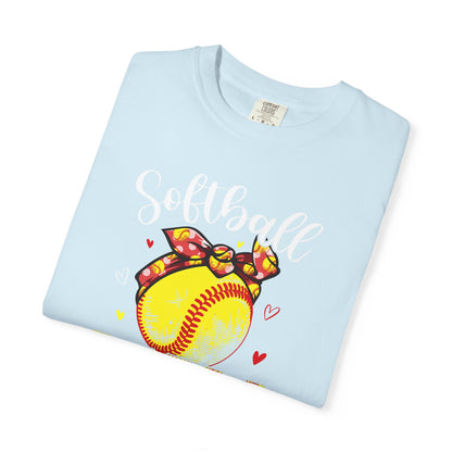 Softball Mom T‑Shirt — 'MOM' with Softball Bandana Graphic