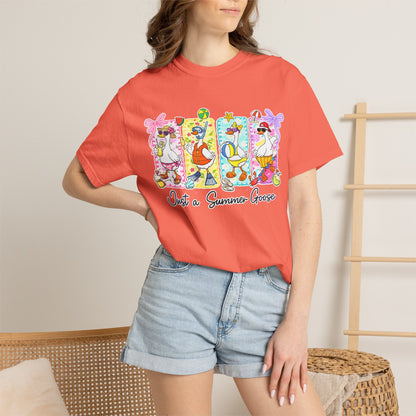 Summer Goose T‑Shirt — "Just a Summer Goose" Cute Beach Cartoon Tee