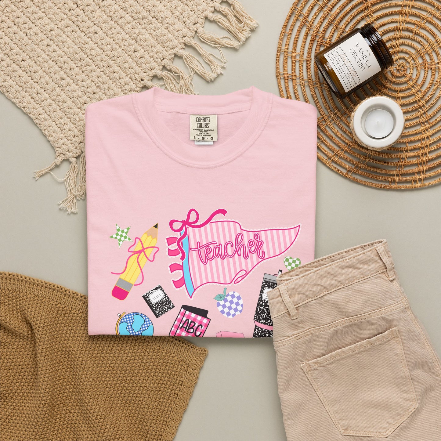 Teacher Essentials T-Shirt — Fun School Supplies Graphic