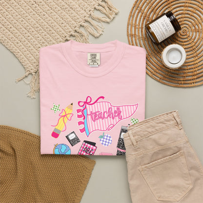 Teacher Essentials T-Shirt — Fun School Supplies Graphic
