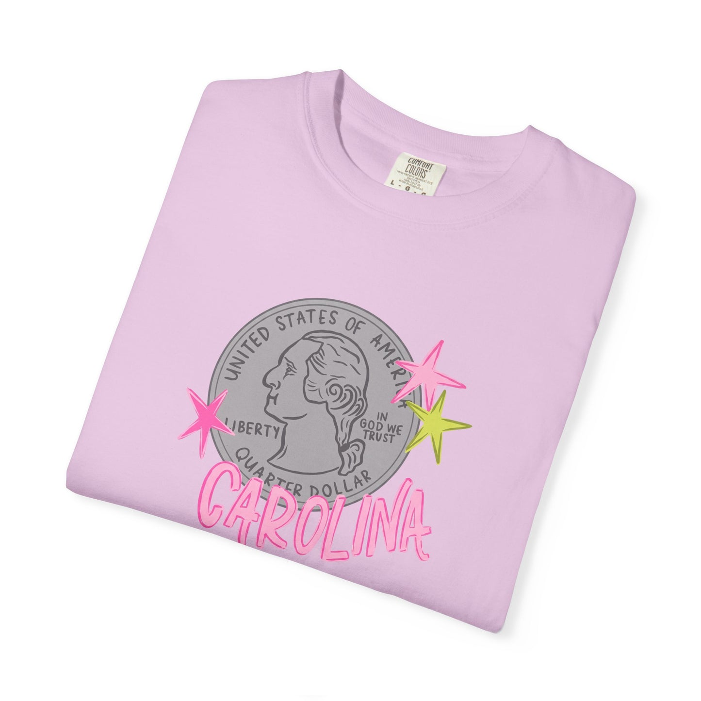 California Coin Graphic Tee — 'California' Retro Neon Stars T-Shirt