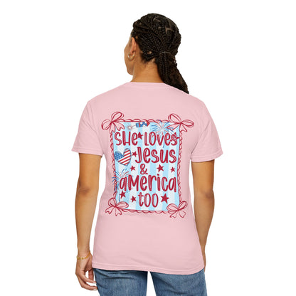 She Loves Jesus & America Too T-Shirt
