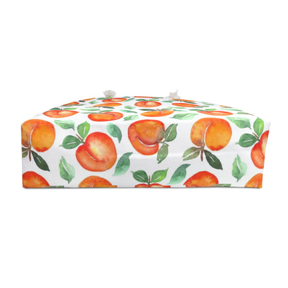 Peach Watercolor Weekender Bag — Fruit Pattern Travel Tote for Summer Getaways