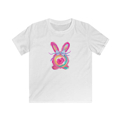 Kids Tee — Colorful Watercolor Bunny Heart Graphic (Easter, Spring Gift)