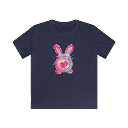 Kids Tee — Colorful Watercolor Bunny Heart Graphic (Easter, Spring Gift)