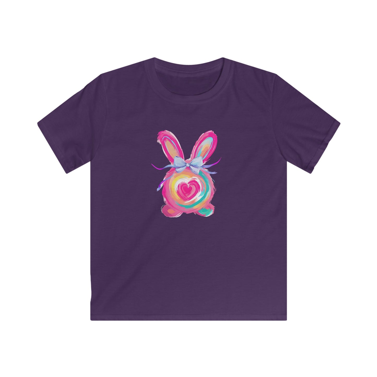 Kids Tee — Colorful Watercolor Bunny Heart Graphic (Easter, Spring Gift)