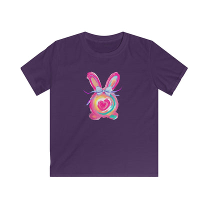 Kids Tee — Colorful Watercolor Bunny Heart Graphic (Easter, Spring Gift)