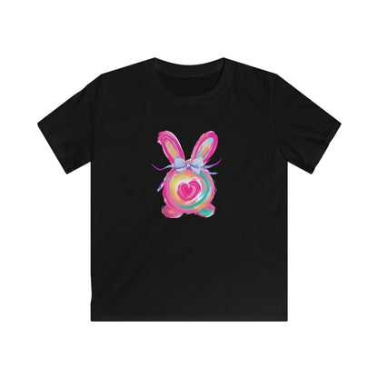 Kids Tee — Colorful Watercolor Bunny Heart Graphic (Easter, Spring Gift)