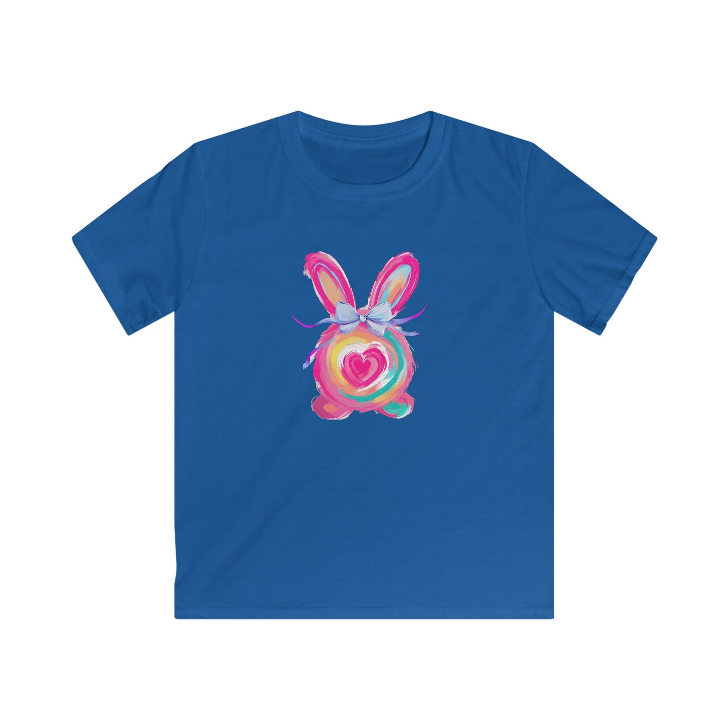 Kids Tee — Colorful Watercolor Bunny Heart Graphic (Easter, Spring Gift)