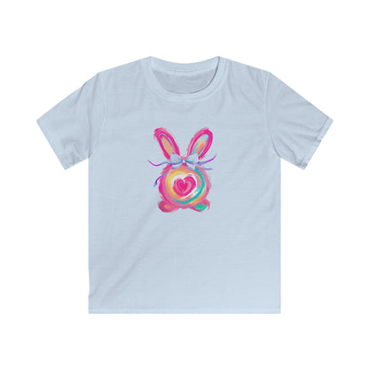 Kids Tee — Colorful Watercolor Bunny Heart Graphic (Easter, Spring Gift)