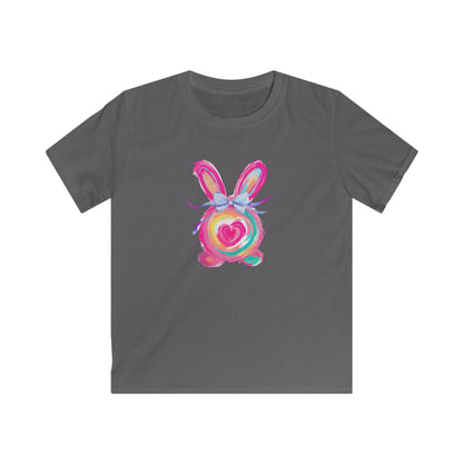 Kids Tee — Colorful Watercolor Bunny Heart Graphic (Easter, Spring Gift)