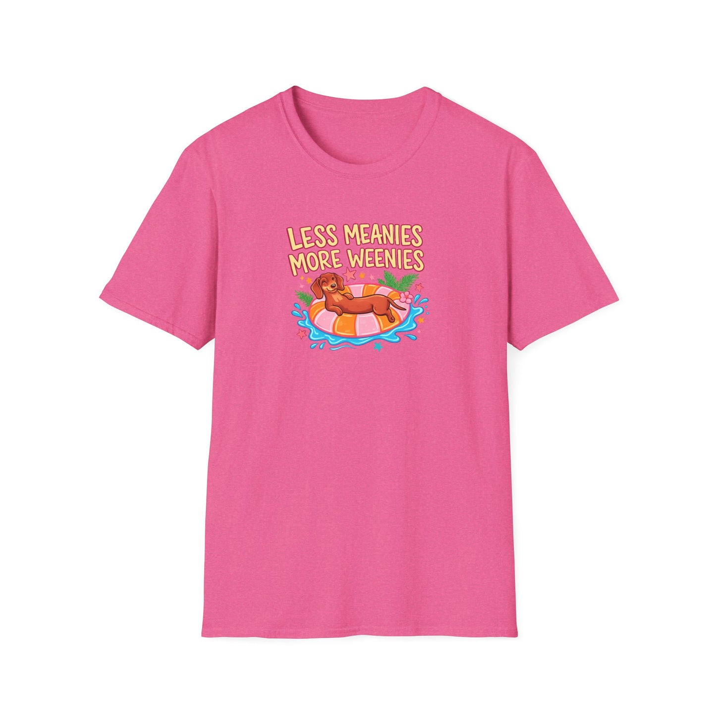 Less Meanies More Weenies T‑Shirt — Funny Hot Dog Pool Graphic Tee