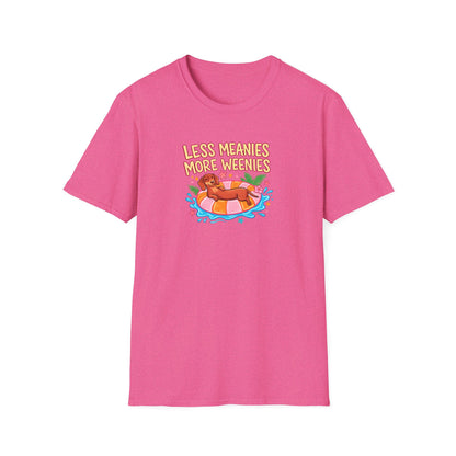 Less Meanies More Weenies T‑Shirt — Funny Hot Dog Pool Graphic Tee