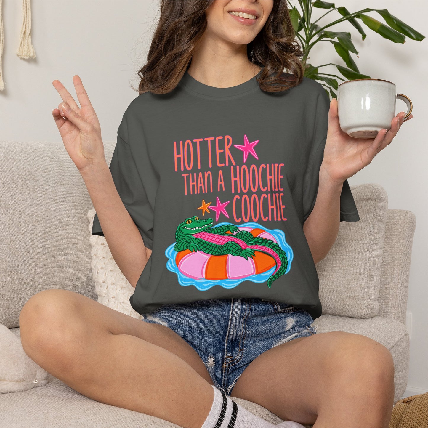 T-Shirt — "Hotter Than a Hoochie Coochie" Gator Pool Graphic Tee