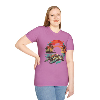 Sea Turtle Sunset T-Shirt — Tropical Beach Graphic Tee