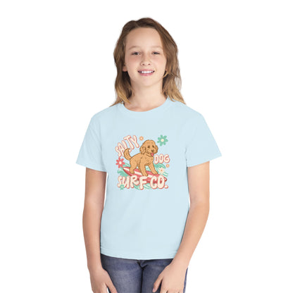 Youth Surf Dog Tee — Cute Retro Beach Puppy Graphic Tee