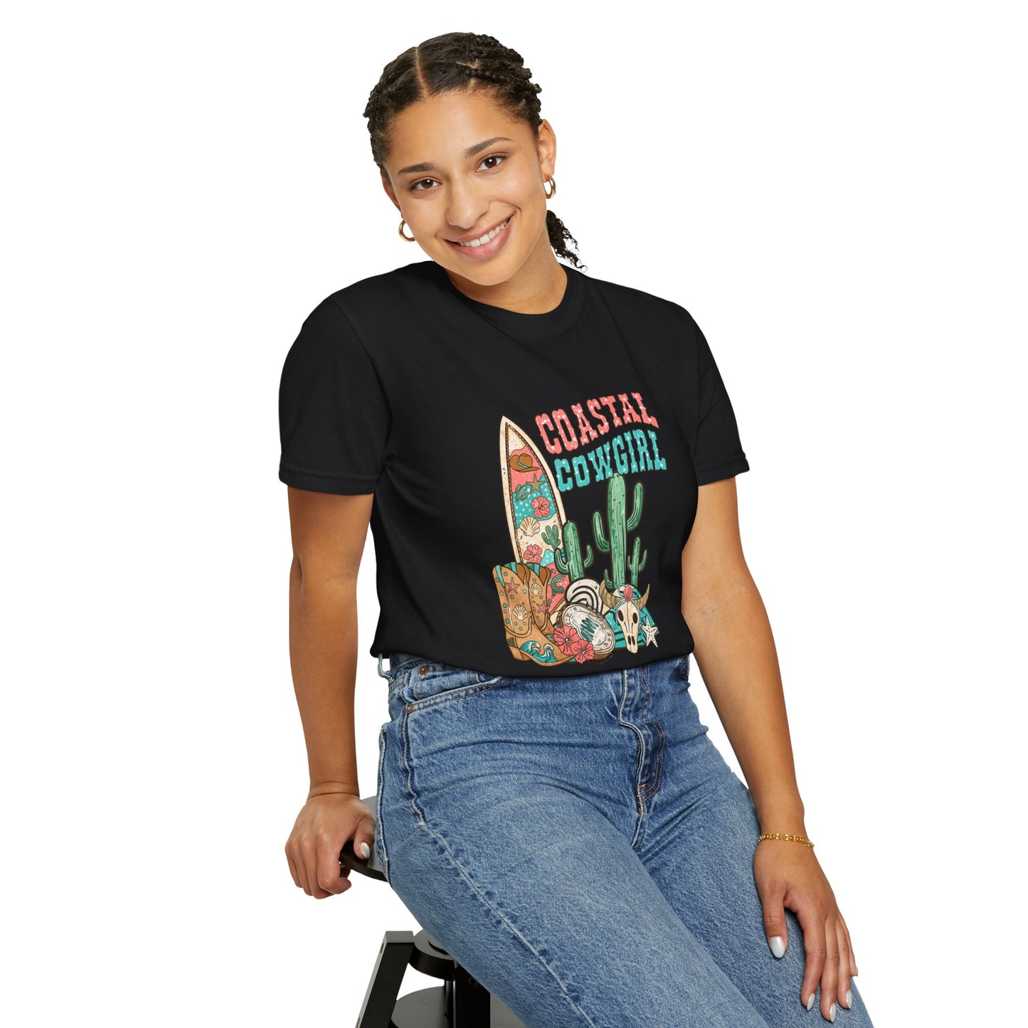 Coastal Cowgirl T-Shirt — Vintage Surf & Cactus Beach Graphic