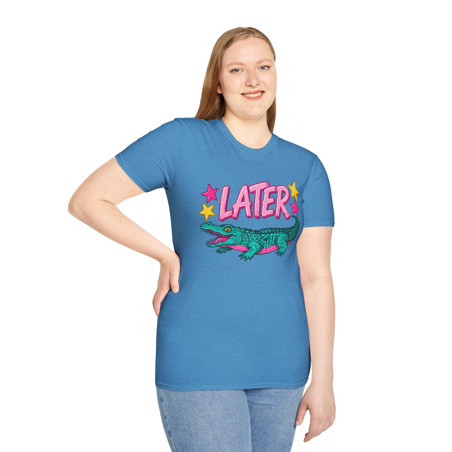 Later Alligator T‑Shirt — Retro Cartoon Gator "Later/After A While" Graphic Tee