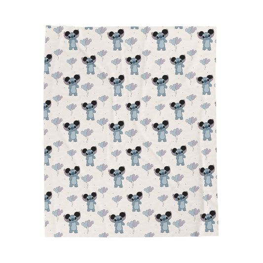 Koala Hearts Velveteen Plush Blanket — Soft Baby Nursery Throw