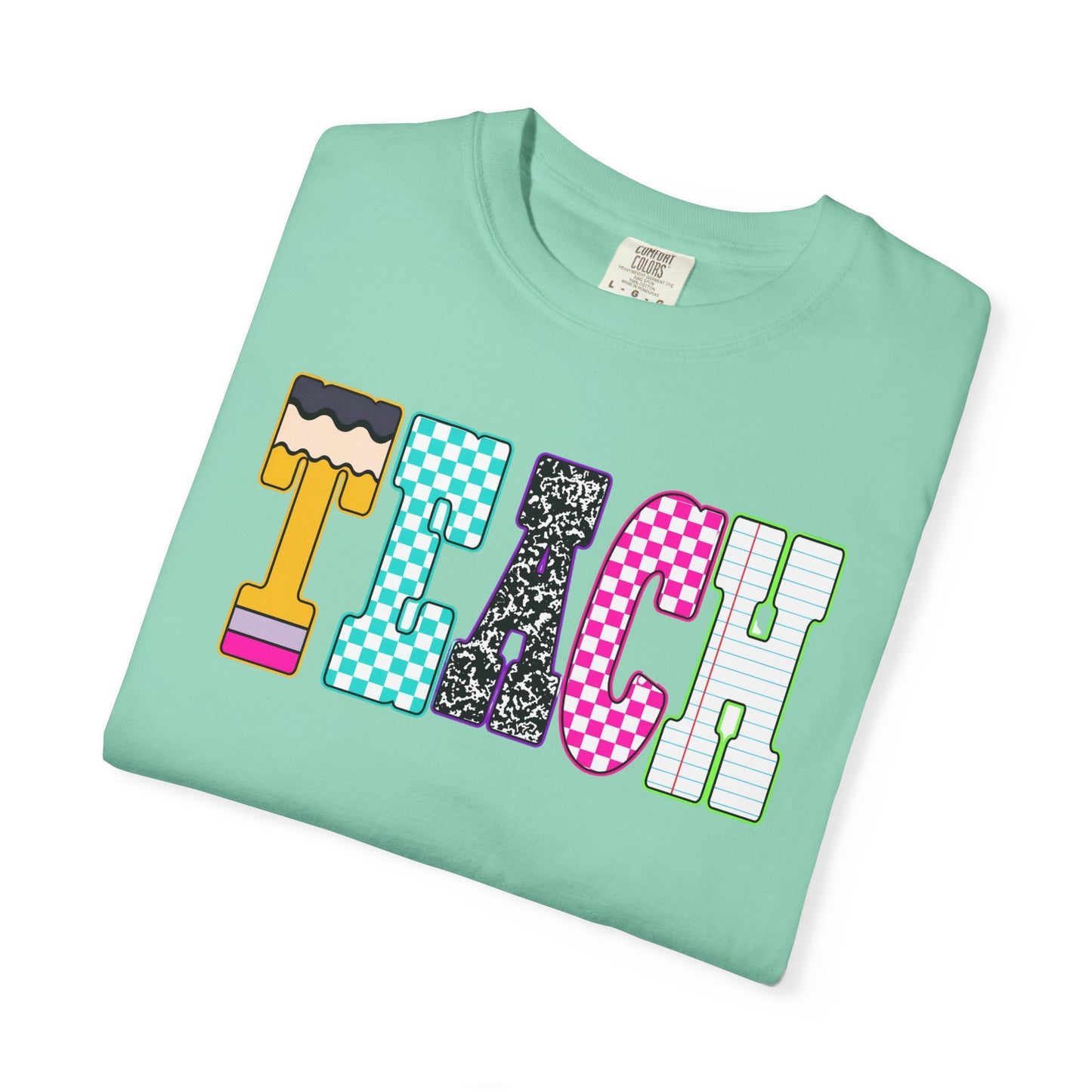 Teach Colorblock Graphic T-Shirt — Fun Teacher Appreciation Tee