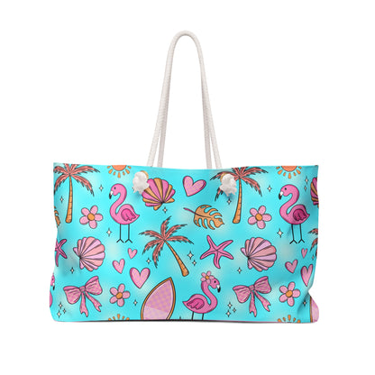 Tropical Flamingo Weekender Bag — Cute Beach Pattern Tote for Summer Trips