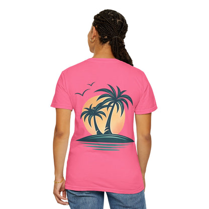 Palm Island Sunset T-Shirt — Tropical Beach Graphic Tee