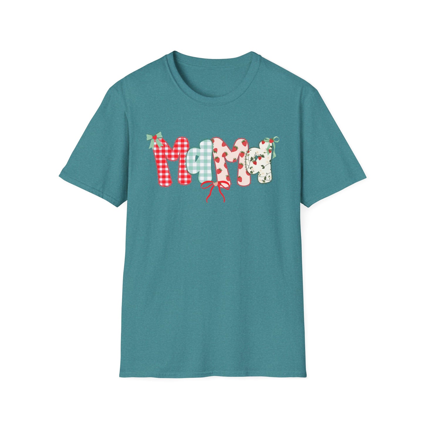 Mama Patterned Patchwork T-Shirt — Floral & Gingham "Mama" Design, Cute Mother's Day Gift