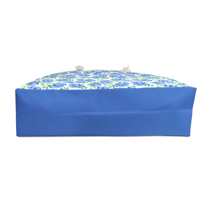 Blue Rose Floral Weekender Bag — Large Floral Travel Tote for Beach & Weekend Getaways
