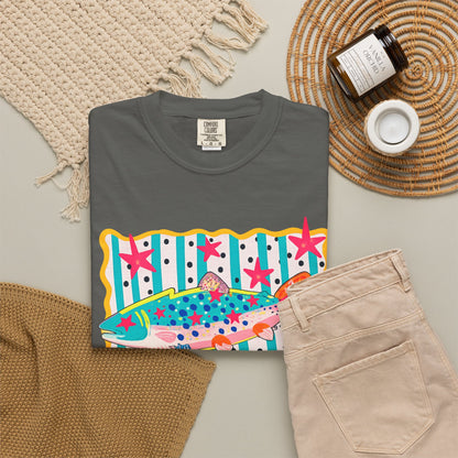 Fish Pattern T-Shirt — Colorful Retro Sea Life Graphic Tee