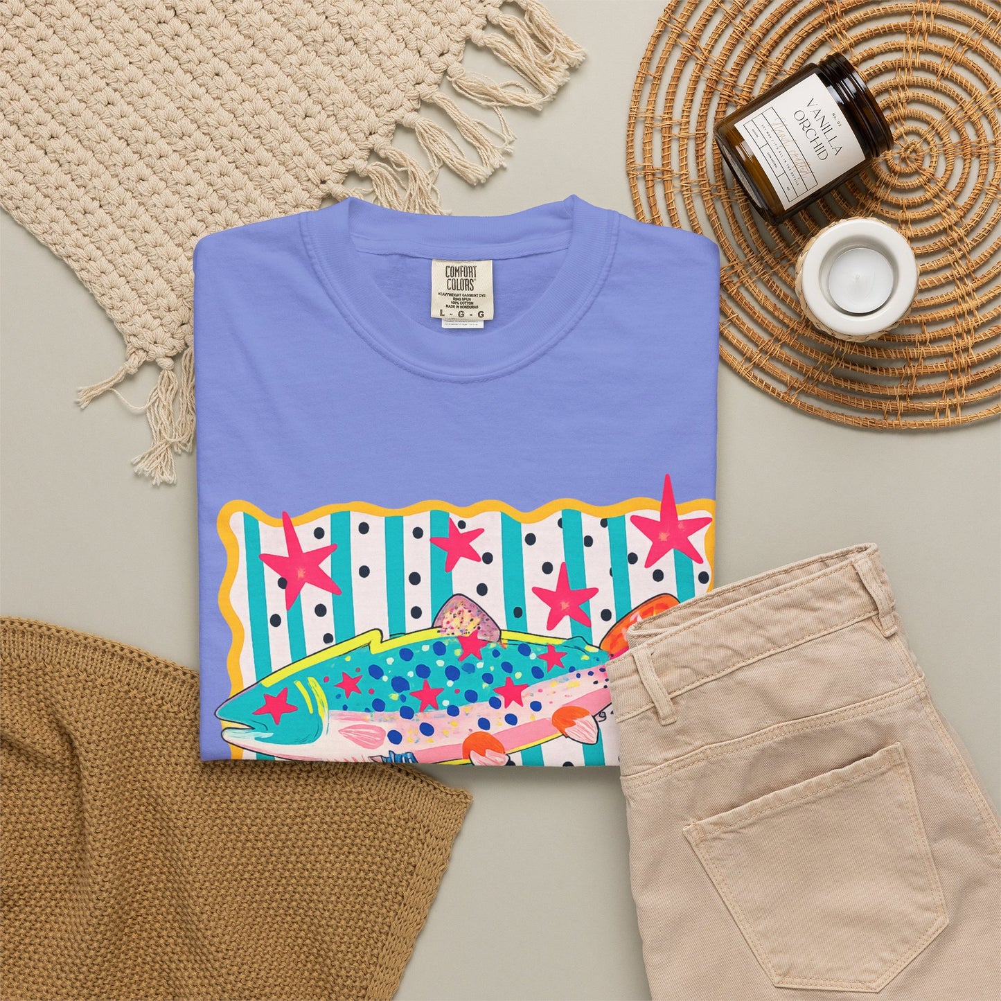 Fish Pattern T-Shirt — Colorful Retro Sea Life Graphic Tee
