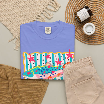 Fish Pattern T-Shirt — Colorful Retro Sea Life Graphic Tee