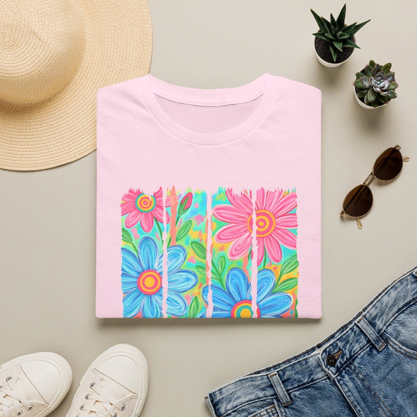 Summer vibes floral tee- Gildan softstyle