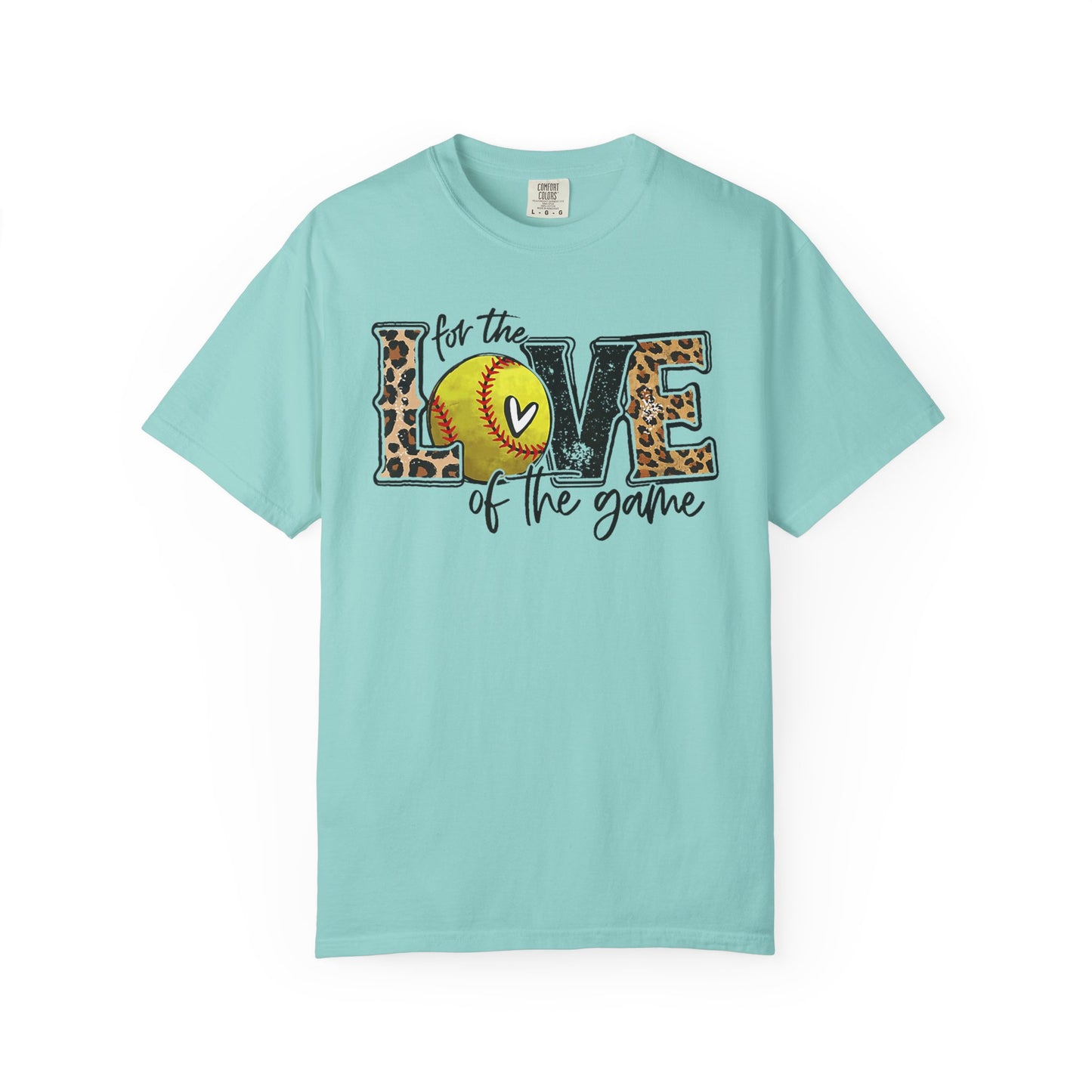 Love of the Game Softball T-Shirt — Leopard Print Tennis Ball Design