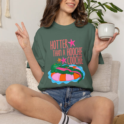 T-Shirt — "Hotter Than a Hoochie Coochie" Gator Pool Graphic Tee