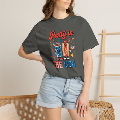 Party in the USA T-Shirt — 4th of July Hot Dog & Soda Graphic Tee