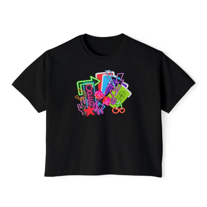 Retro Neon Makeup Graphic Tee — Women's Boxy Tee
